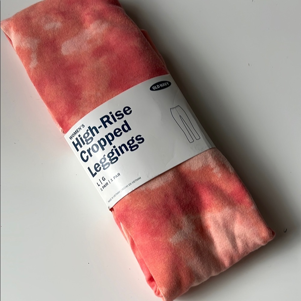 Old Navy large High-Rise Cropped Leggings - Pink Tie-Dye large